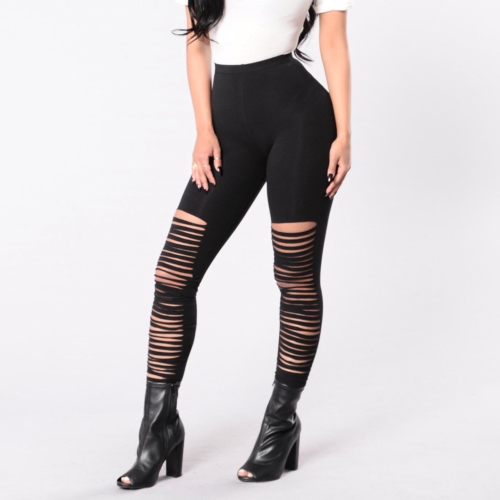 Share
Black Ripped Leggings - Black